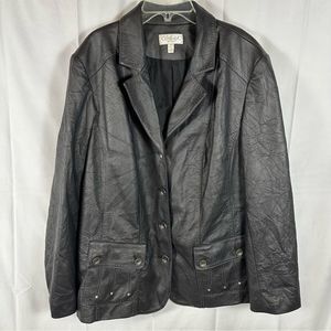 Conrad C Woman Women’s Jacket Stitching Soft Lightweight Black Faux Leather 20
